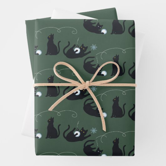 Feuille De Papier Cadeau Black Cats Winter Cute Christmas Winter  (En situation)