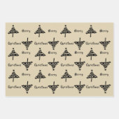 Feuille De Papier Cadeau Black Christmas Tree Faux Gold Parties scintillant (Devant 2)