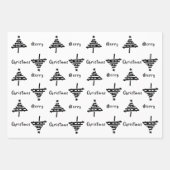 Feuille De Papier Cadeau Black Christmas Tree Faux Silver Parties scintilla (Devant 3)