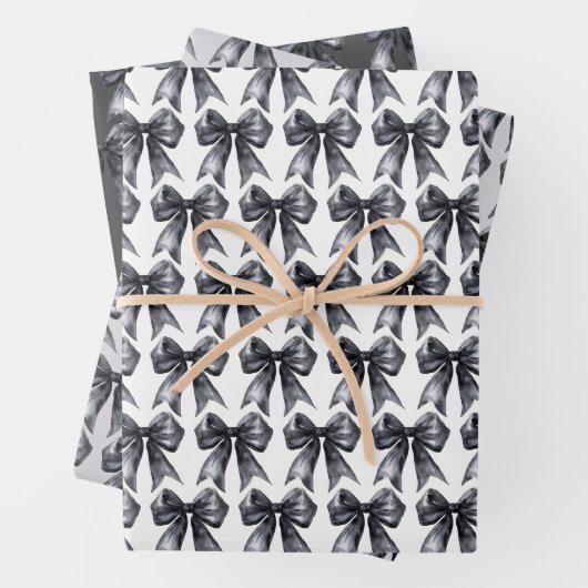 Feuille De Papier Cadeau Black Coquette Bow (En situation)