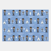 Feuille De Papier Cadeau Black First Communion Boy (Devant)