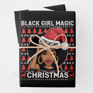 Feuille De Papier Cadeau Black Girl Magic Joyeux Noël Afro-Américain