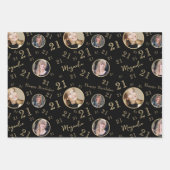 Feuille De Papier Cadeau Black Gold Age Photo 21e anniversaire (Devant)