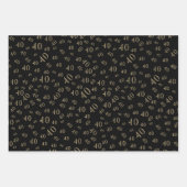 Feuille De Papier Cadeau Black Gold Age Photo 40th Birthday (Devant 2)