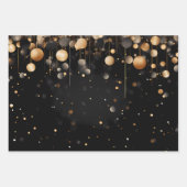 Feuille De Papier Cadeau Black Gold Stars (Devant 3)