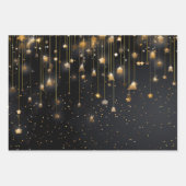 Feuille De Papier Cadeau Black Gold Stars (Devant 2)