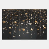 Feuille De Papier Cadeau Black Gold Stars (Devant)