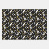 Feuille De Papier Cadeau Black Gold Winter Botanicals Birds Christmas  (Devant 3)