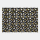 Feuille De Papier Cadeau Black Gold Winter Botanicals Birds Christmas  (Devant 2)