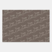 Feuille De Papier Cadeau Black Grey Brown Joyeux anniversaire (Devant 3)