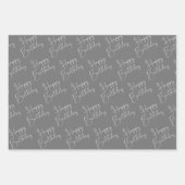 Feuille De Papier Cadeau Black Grey Brown Joyeux anniversaire (Devant 2)