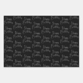 Feuille De Papier Cadeau Black Grey Brown Joyeux anniversaire (Devant)