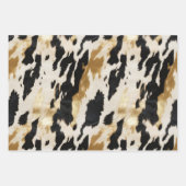 Feuille De Papier Cadeau Black Ivory Gold Western Cowhide (Devant)