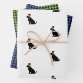 Feuille De Papier Cadeau Black Lab Noël Motif Check Combo Fun (En situation)