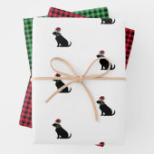 Feuille De Papier Cadeau Black Labrador Retriever Noël Motif Check (En situation)