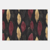 Feuille De Papier Cadeau Black Red Gold Feathday (Devant)