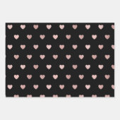 Feuille De Papier Cadeau Black Rose Gold Coeurs d'huile Aimer heureux anniv (Devant)