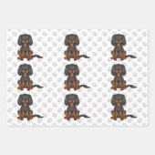 Feuille De Papier Cadeau Black & Tan Cavalier King Charles Motif espagnol (Devant 3)