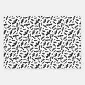 Feuille De Papier Cadeau Black White Ghosts Bats Étoiles Halloween Motifs (Devant 2)