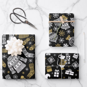 Feuille De Papier Cadeau Black White Gold