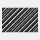 Feuille De Papier Cadeau Black & White Luxurious & Chic Stripes (Devant)