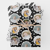 Feuille De Papier Cadeau Black White Stars Stripes Photo Collage Noël (En situation)