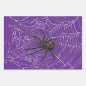 Feuille De Papier Cadeau Black Widow Spider And Spiderweb Drawing Art (Devant 3)