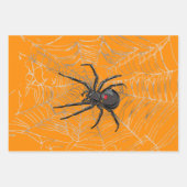 Feuille De Papier Cadeau Black Widow Spider And Spiderweb Drawing Art (Devant 2)