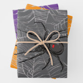 Feuille De Papier Cadeau Black Widow Spider And Spiderweb Drawing Art (En situation)