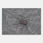 Feuille De Papier Cadeau Black Widow Spider And Spiderweb Drawing Art (Devant)