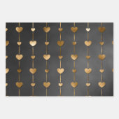 Feuille De Papier Cadeau Black with Gold Hearts Valentine's (Devant 2)