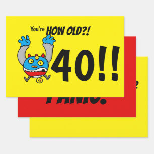 Feuille De Papier Cadeau Blague drôle d'âge pour 40e anniversaire