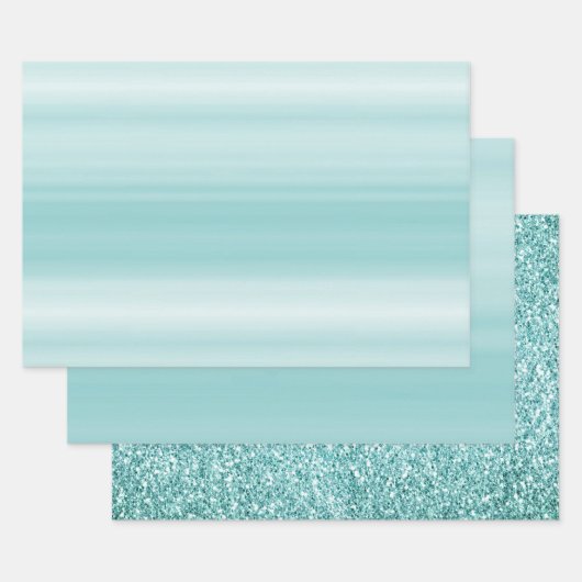 Feuille De Papier Cadeau Blanc à la menthe d'Aqua (Lot)