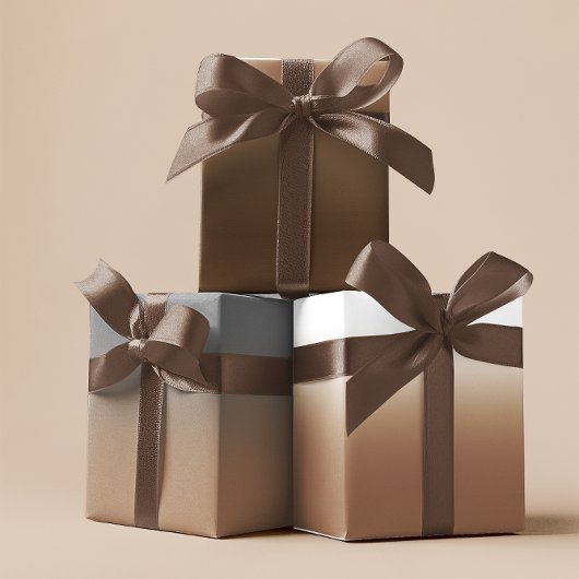 Feuille De Papier Cadeau Blanc Brun Gris et Mix Ombré Brun Clair