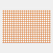 Feuille De Papier Cadeau Blanc moderne et orange En vichy plaid (Devant 3)