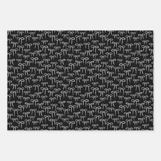 Feuille De Papier Cadeau Blanc noir et Rose Simple Bows Motif (Devant)