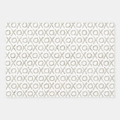 Feuille De Papier Cadeau Blanc rose rose rose or argent XOXO (Devant 2)