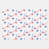 Feuille De Papier Cadeau Blanc Rouge Et Bleu (Devant)