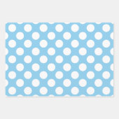 Feuille De Papier Cadeau Blanc sur Bébé Bleu Différentes tailles Pois (Devant)