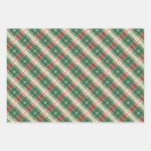 Feuille De Papier Cadeau Blanc, Vert, Rouge, Noël Plat (Devant)
