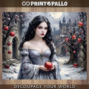 Feuille De Papier Cadeau Blanche-Neige et la pomme - Découpage