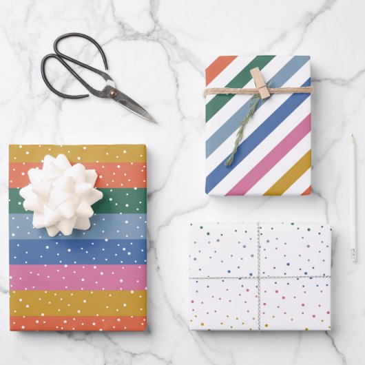 Feuille De Papier Cadeau Blancs de neige brillants colorés (Recto)