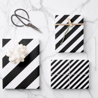 Feuille De Papier Cadeau Blancs et noirs Diagonales Diagonales