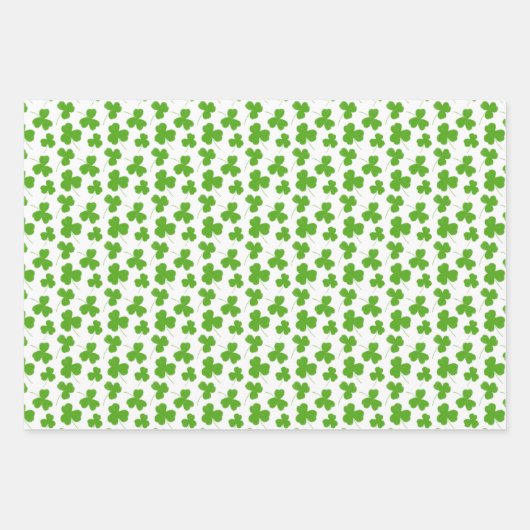 Feuille De Papier Cadeau Blancs Motif Shamrock (Devant 3)