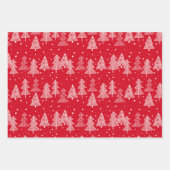 Feuille De Papier Cadeau Blancs rouges Arbres de Noël Pois (Devant)