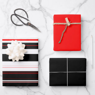 Feuille De Papier Cadeau Blancs rouges et noirs