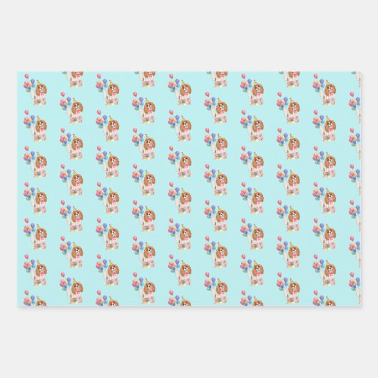 Feuille De Papier Cadeau Blenheim Cavalier King Charles Spaniel Anniversair (Devant 3)