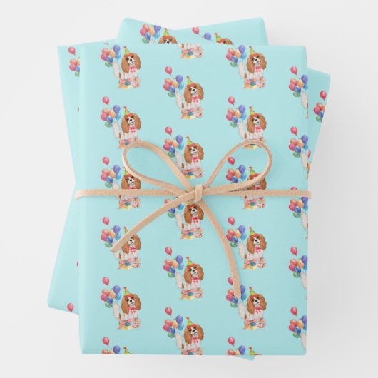 Feuille De Papier Cadeau Blenheim Cavalier King Charles Spaniel Anniversair (En situation)