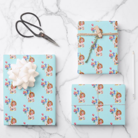 Feuille De Papier Cadeau Blenheim Cavalier King Charles Spaniel Anniversair (Recto)