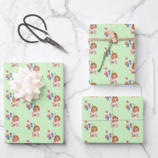 Feuille De Papier Cadeau Blenheim Cavalier King Charles Spaniel Anniversair (Recto)